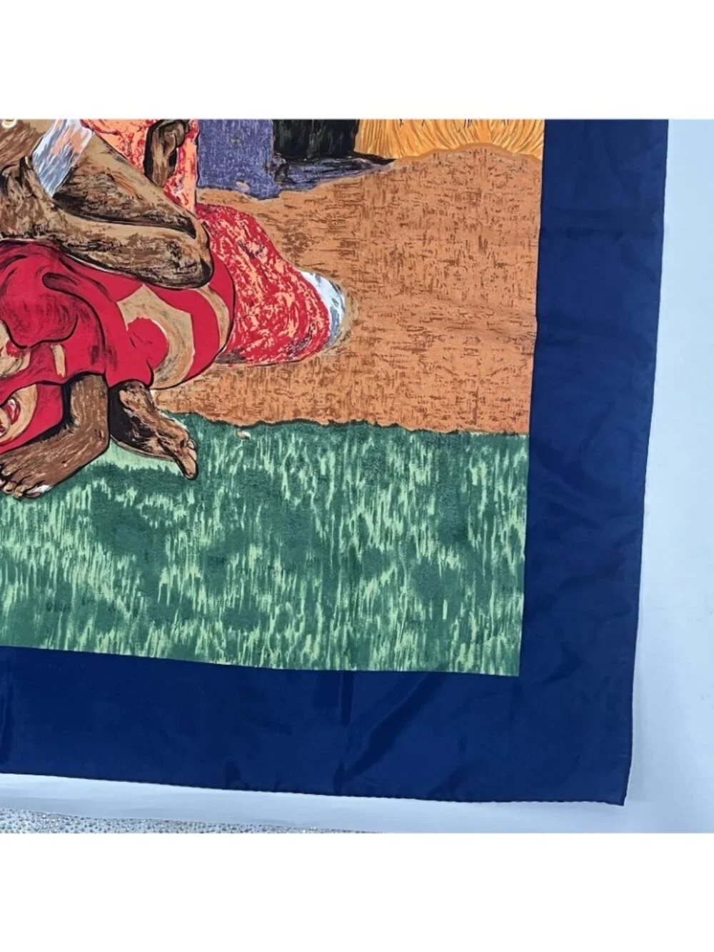 Gauguin Inspired Art Print Square Scarf Tahitian Women Boho Museam Style Wrap